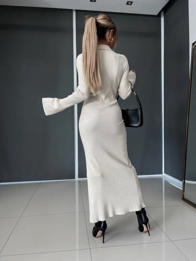 Giovanna - Eleganza Geribbelde Maxi-Jurk