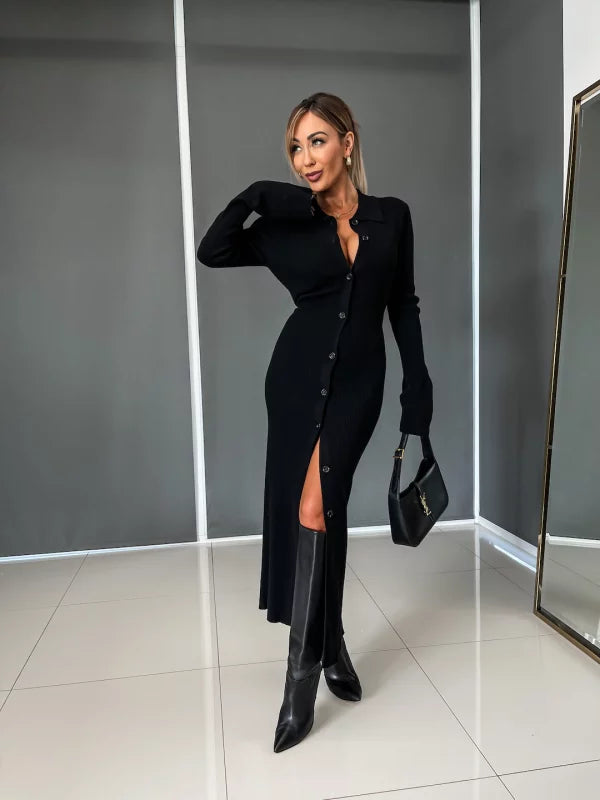 Giovanna - Eleganza Geribbelde Maxi-Jurk