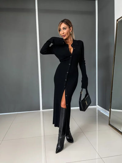 Giovanna - Eleganza Geribbelde Maxi-Jurk
