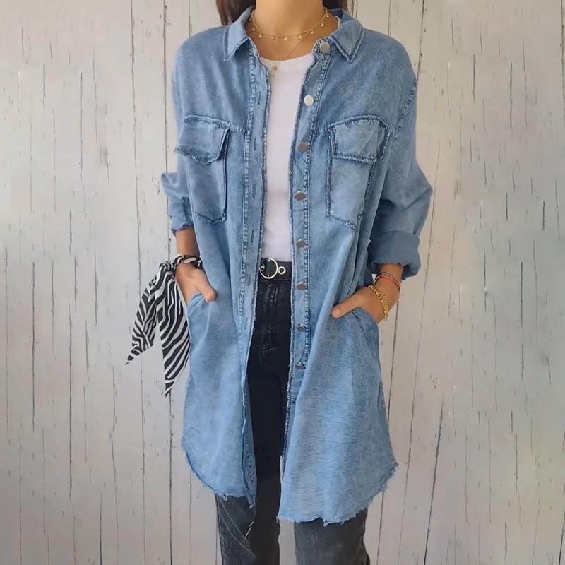 Grace - Lange denim overhemdjurk