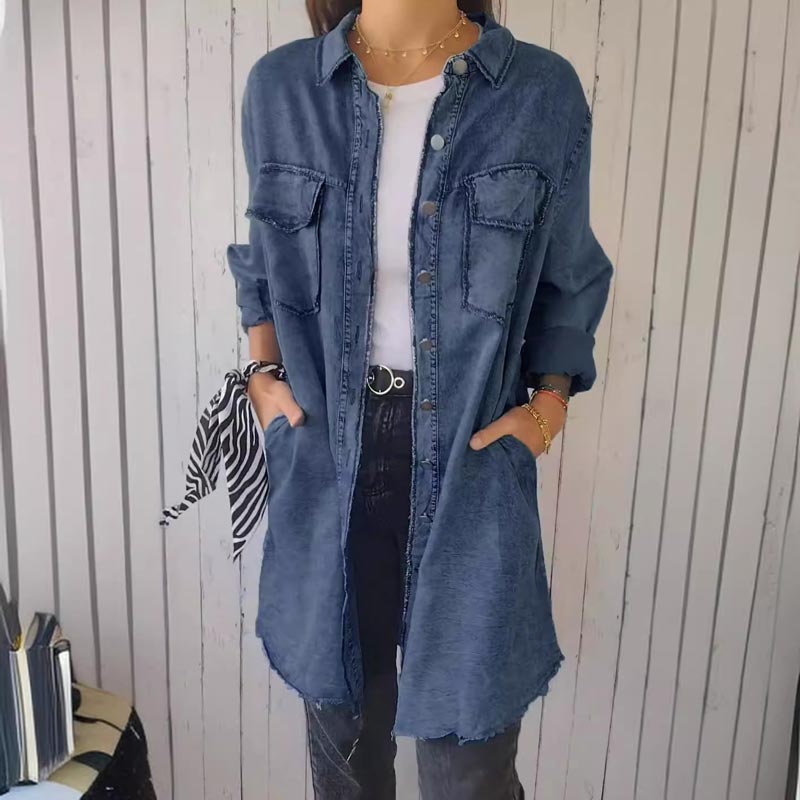 Grace - Lange denim overhemdjurk