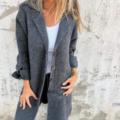 Evelina | Comfortabel Effen Halflang Jasje