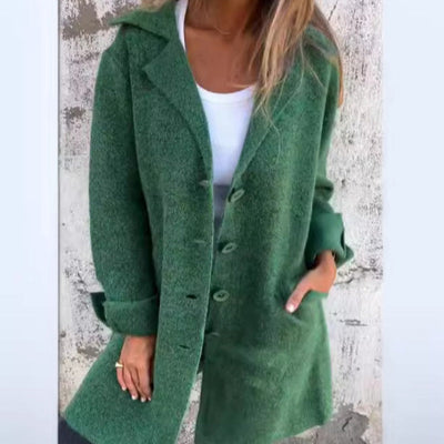 Evelina | Comfortabel Effen Halflang Jasje