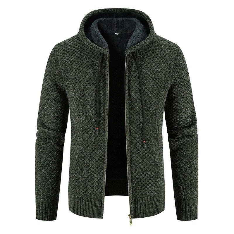 Gents - Stijlvolle gebreid vest met capuchon en fleece voering voor mannen