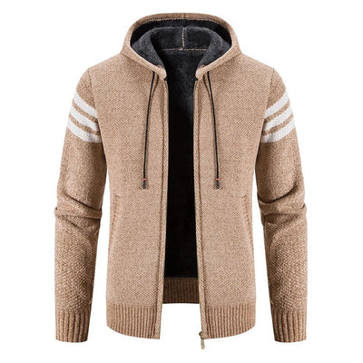 Gents - Stijlvolle gebreid vest met capuchon en fleece voering voor mannen