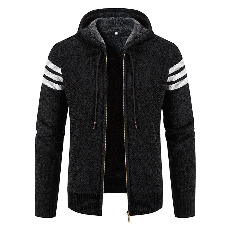 Gents - Stijlvolle gebreid vest met capuchon en fleece voering voor mannen