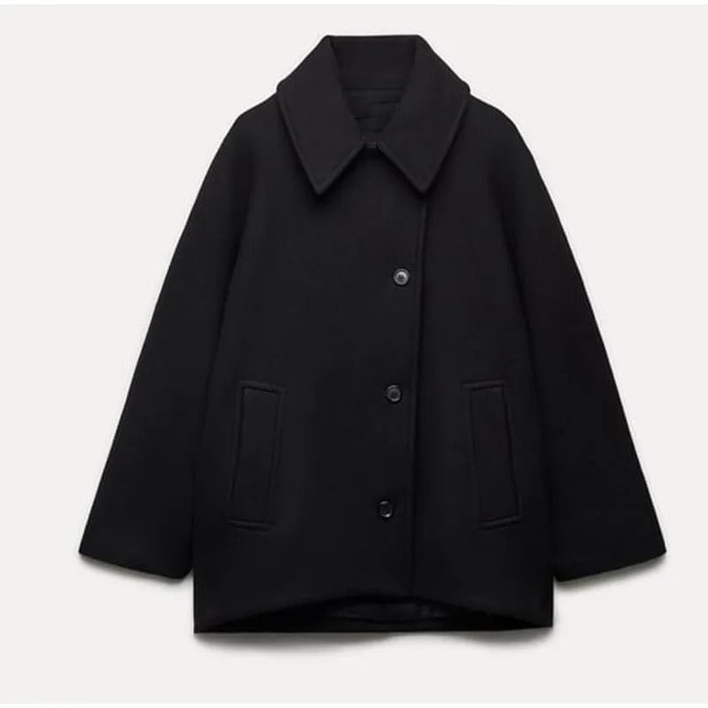 Dianna - Stijlvolle oversized tussenjas met omgevouwen kraag voor dames