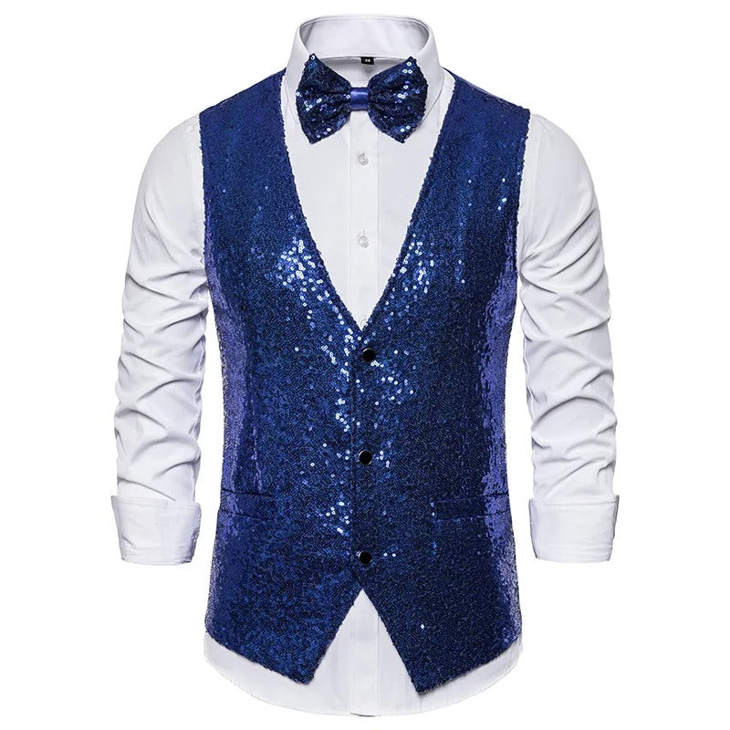 Glam - Party Glitter heren gilet voor de feestdagen