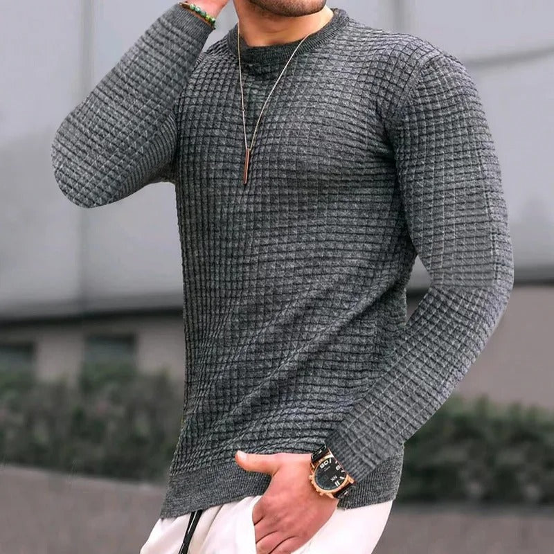 Maximus Sweater | Stijlvolle Casual geruite trui met ronde hals voor mannen, MuscleFit