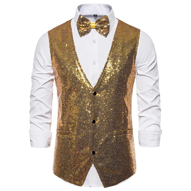 Glam - Party Glitter heren gilet voor de feestdagen