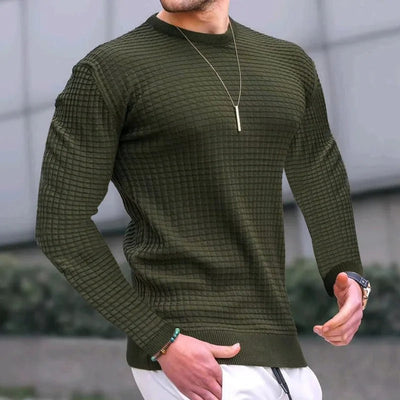 Maximus Sweater | Stijlvolle Casual geruite trui met ronde hals voor mannen, MuscleFit