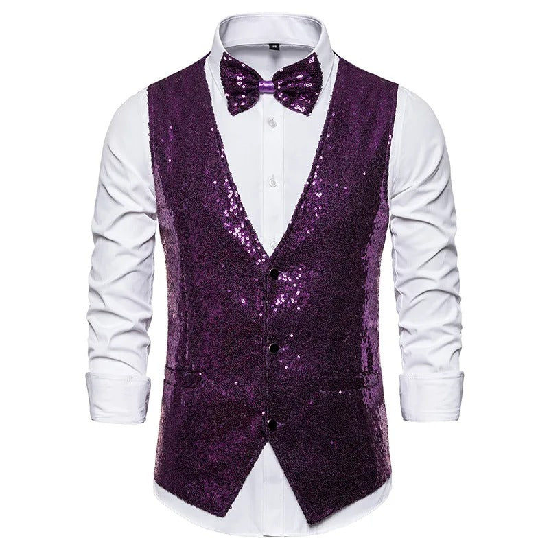 Glam - Party Glitter heren gilet voor de feestdagen