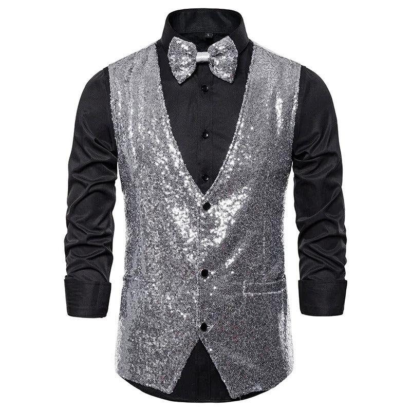 Glam - Party Glitter heren gilet voor de feestdagen