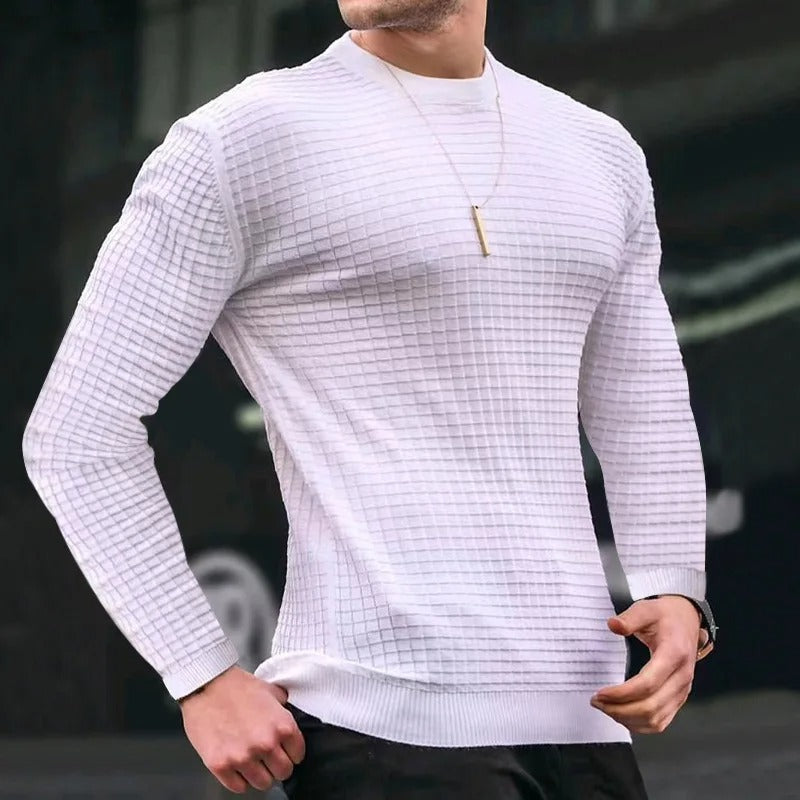 Maximus Sweater | Stijlvolle Casual geruite trui met ronde hals voor mannen, MuscleFit