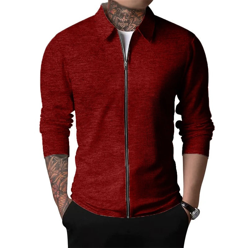 Kane Cardigan | Casual heren vest met ritssluiting en gevouwde kraag voor heren