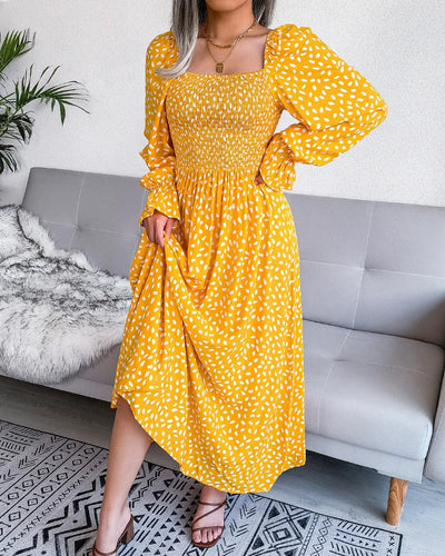 Romara Jurk | Stijlvolle zomerjurk met polka dot print en lange pofmouwen